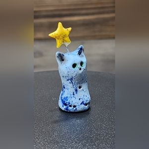 Charming Ceramic Cat Figurine, Sculpture, Cat Pottery Figurine, Ceramic Cat Art